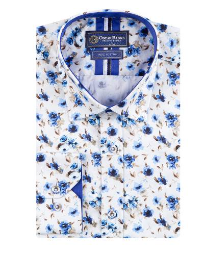 Oscar Banks - Printed Long Sleeved Mens Shirt SL 7853
