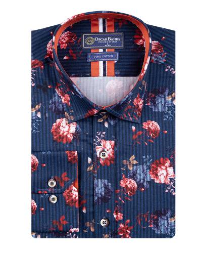 Oscar Banks - Printed Long Sleeved Mens Shirt SL 7854