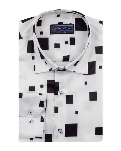 Luxury Printed Mens Satin Shirt SL 7140