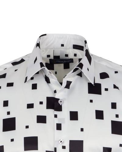 Luxury Printed Mens Satin Shirt SL 7140