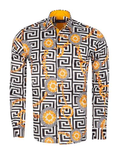Oscar Banks - Printed Mens Satin Shirt SL 7476 (1)