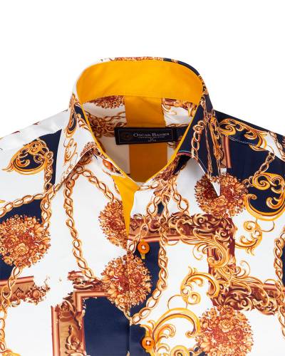 Oscar Banks - Printed Mens Satin Shirt SL 7481 (1)