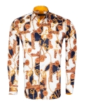 Printed Mens Satin Shirt SL 7481 - Thumbnail