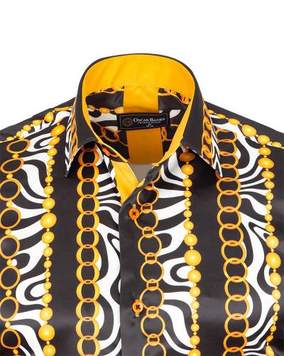 Oscar Banks - Printed Mens Satin Shirt SL 7489 (1)