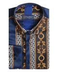 Printed Mens Satin Shirt SL 7491 - Thumbnail