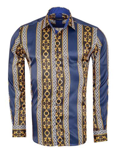 Printed Mens Satin Shirt SL 7491