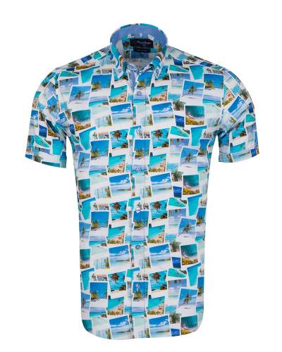 Oscar Banks - Printed Short Sleeved Mens Shirt SS 7328