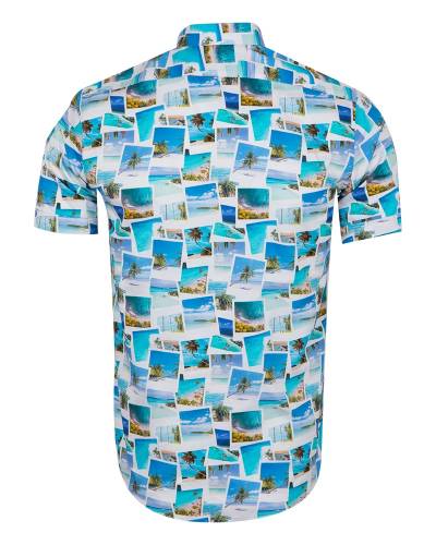 Printed Short Sleeved Mens Shirt SS 7328