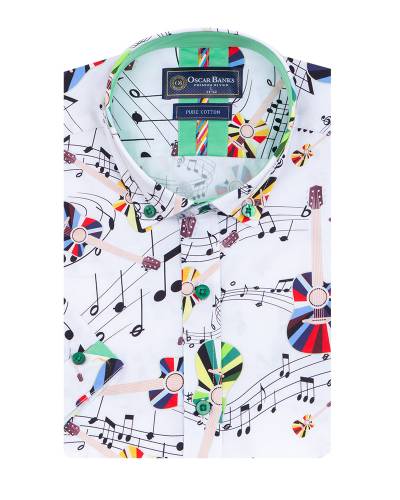 Printed Short Sleeved Mens Shirt SS 7591