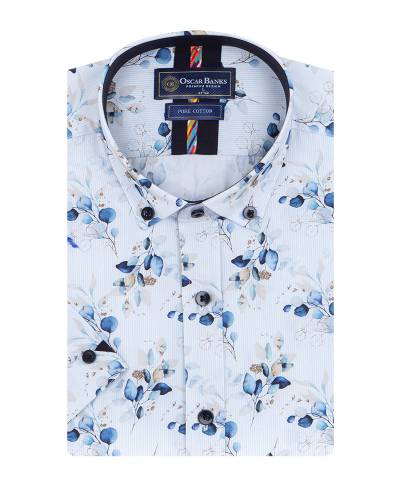 Oscar Banks - Printed Short Sleeved Mens Shirt SS 7595