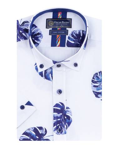 Printed Short Sleeved Mens Shirt SS 7596