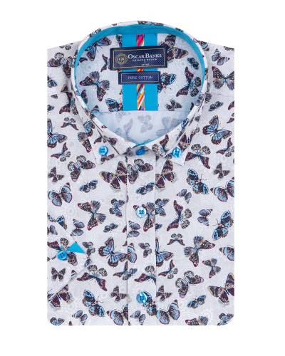 Printed Short Sleeved Mens Shirt SS 7597