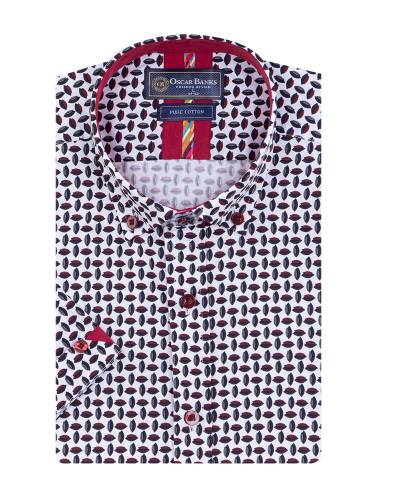 Oscar Banks - Printed Short Sleeved Mens Shirt SS 7599