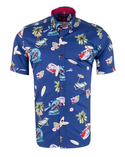 Oscar Banks - Printed Short Sleeved Mens Shirt SS 7603 (1)