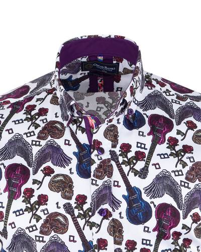 Printed Short Sleeved Mens Shirt SS 7606