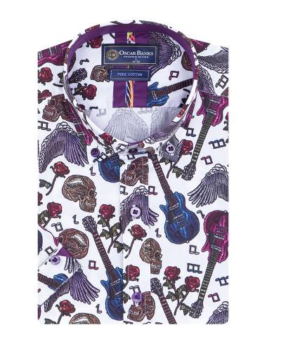 Printed Short Sleeved Mens Shirt SS 7606