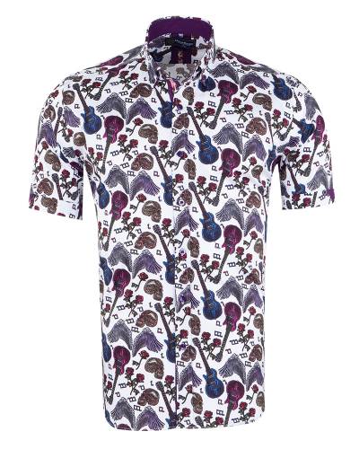 Printed Short Sleeved Mens Shirt SS 7606