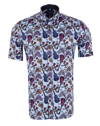Oscar Banks - Printed Short Sleeved Mens Shirt SS 7607 (Thumbnail - )