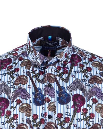 Printed Short Sleeved Mens Shirt SS 7607