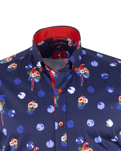 Oscar Banks - Printed Short Sleeved Mens Shirt SS 7611