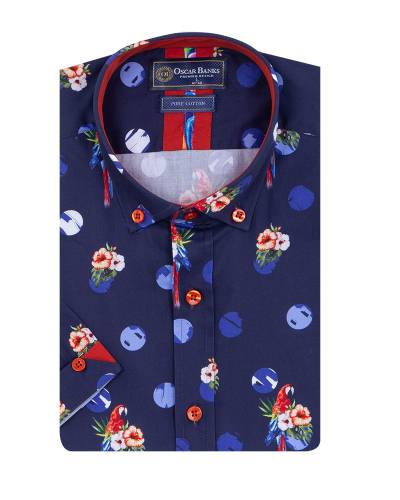 Printed Short Sleeved Mens Shirt SS 7611