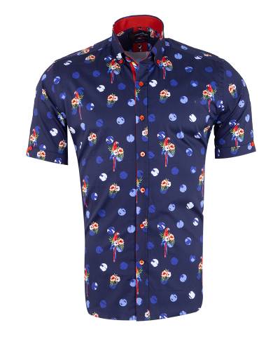 Printed Short Sleeved Mens Shirt SS 7611