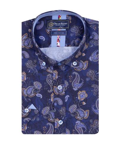 Printed Short Sleeved Mens Shirt SS 7612
