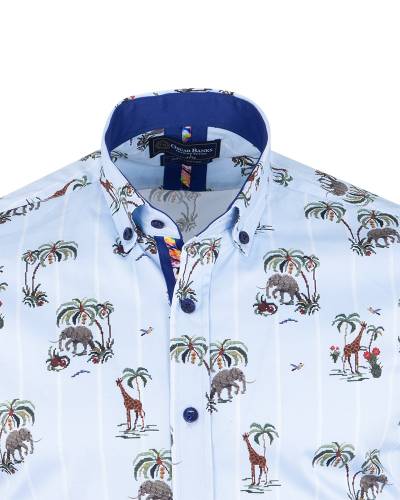 Oscar Banks - Printed Short Sleeved Mens Shirt SS 7613