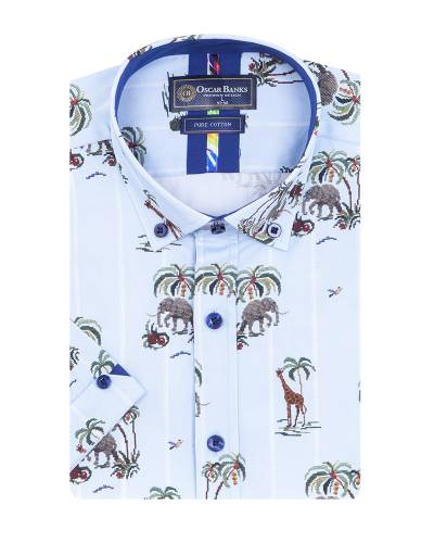 Printed Short Sleeved Mens Shirt SS 7613