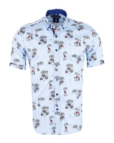 Printed Short Sleeved Mens Shirt SS 7613