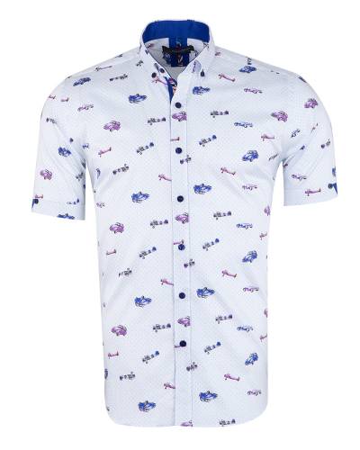 Printed Short Sleeved Mens Shirt SS 7616