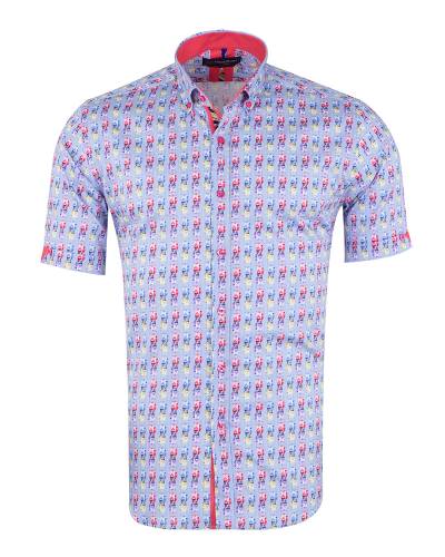 Printed Short Sleeved Mens Shirt SS 7617