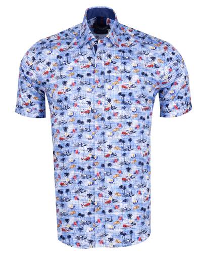 Oscar Banks - Printed Short Sleeved Mens Shirt SS 7767