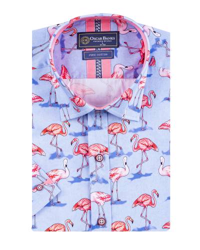 Oscar Banks - Printed Short Sleeved Mens Shirt SS 7768