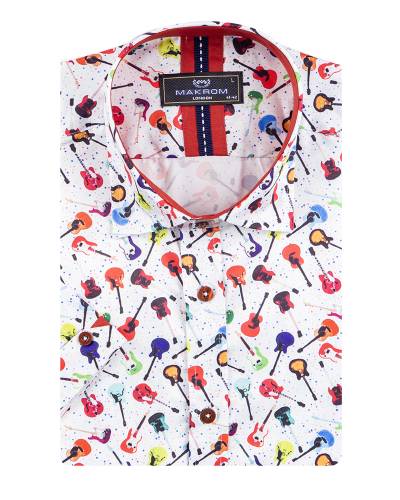 Printed Short Sleeved Mens Shirt SS 7895