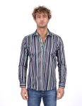 Striped Long Sleeved Mens Shirt SL 7200 - Thumbnail