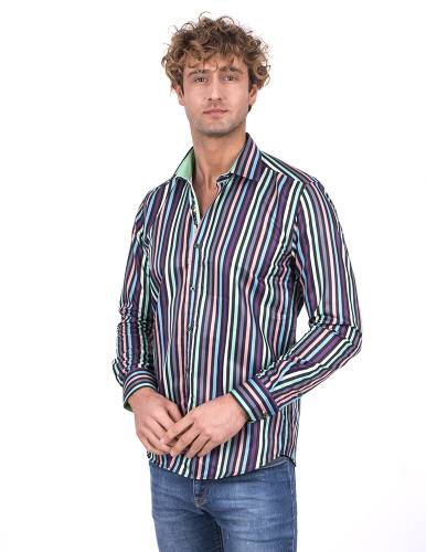 MAKROM - Striped Long Sleeved Mens Shirt SL 7200 (1)
