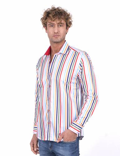 Striped Long Sleeved Mens Shirt SL 7200