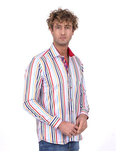 Striped Long Sleeved Mens Shirt SL 7200