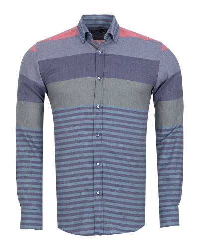 MAKROM - Striped Long Sleeved Mens Shirt SL 7466