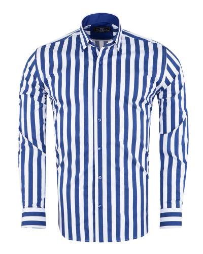 MAKROM - Striped Long Sleeved Mens Shirt SL 7512