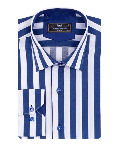 MAKROM - Striped Long Sleeved Mens Shirt SL 7512 (1)