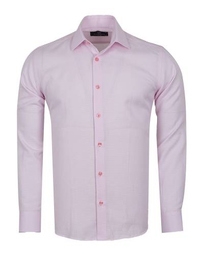 MAKROM - Textured Plain Mens Long Sleeved Shirt SL 7177 (Thumbnail - )