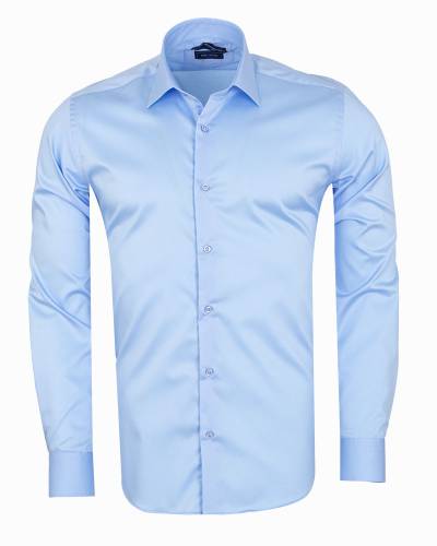 Oscar Banks - Textured Plain Mens Long Sleeved Shirt SL 7478 (Thumbnail - )